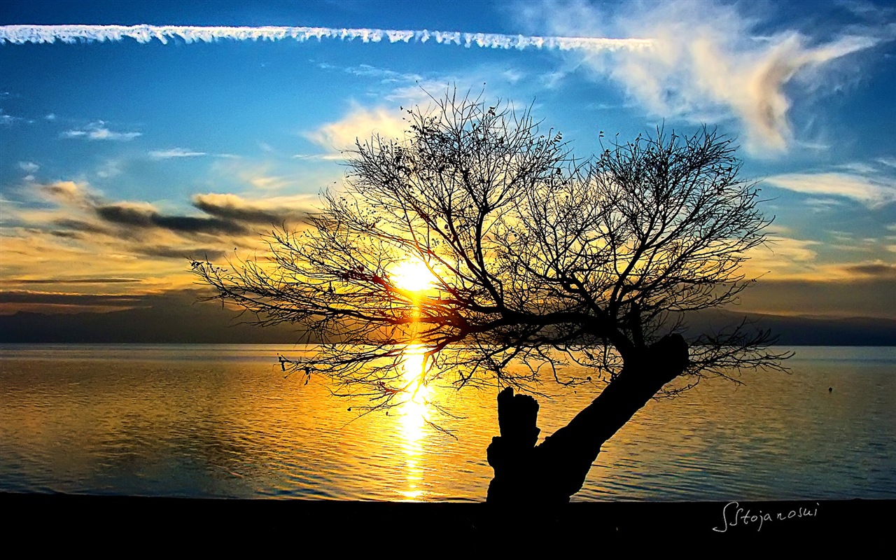 Po západu slunce, Lake Ohrid, Windows 8 téma HD Tapety na plochu #5 - 1280x800