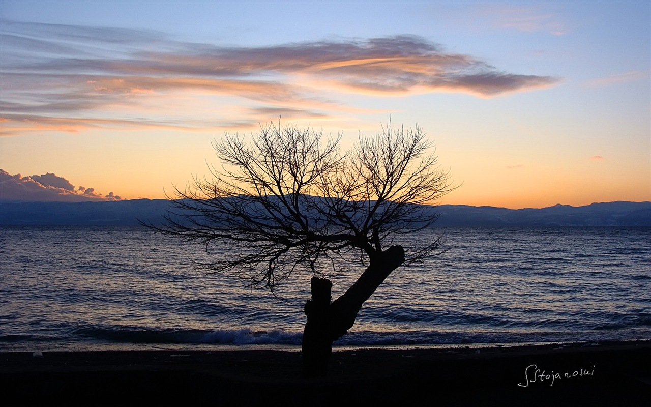 Po západu slunce, Lake Ohrid, Windows 8 téma HD Tapety na plochu #6 - 1280x800