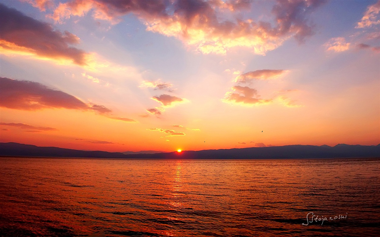Po západu slunce, Lake Ohrid, Windows 8 téma HD Tapety na plochu #9 - 1280x800