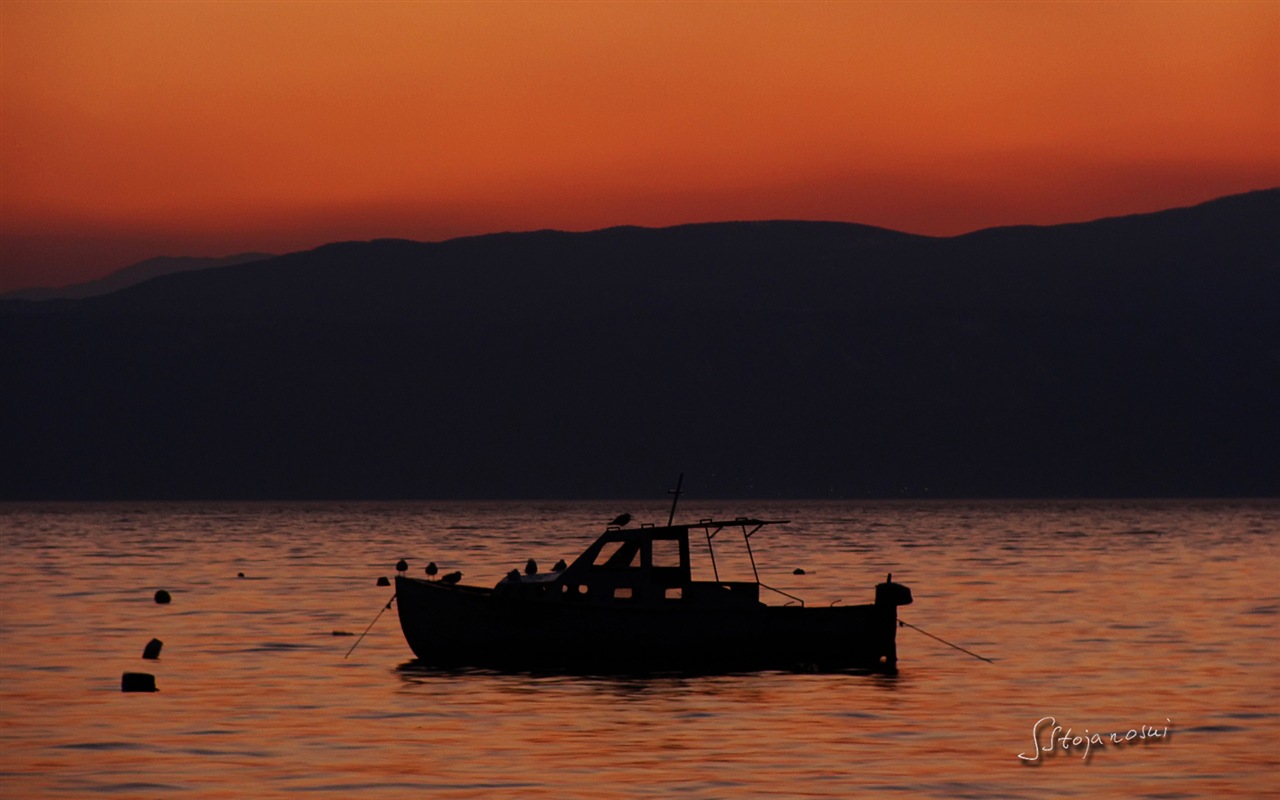 Po západu slunce, Lake Ohrid, Windows 8 téma HD Tapety na plochu #10 - 1280x800