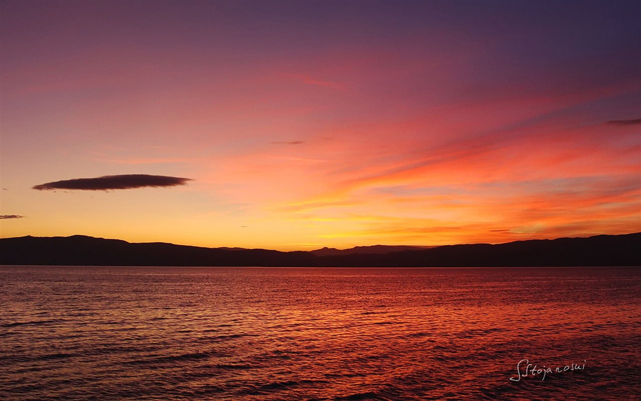 Po západu slunce, Lake Ohrid, Windows 8 téma HD Tapety na plochu #12 - 1280x800