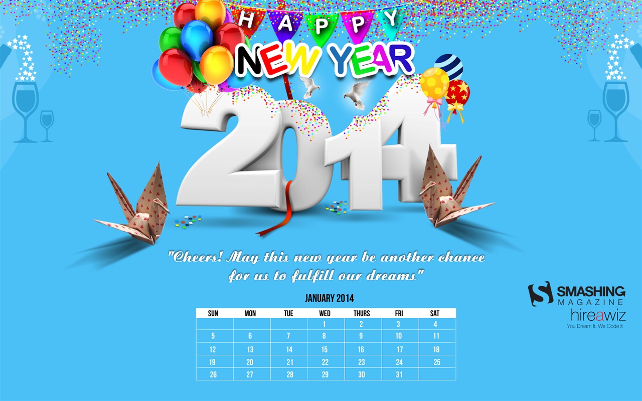 January 2014 Calendar Wallpaper (1) #1 - 1280x800