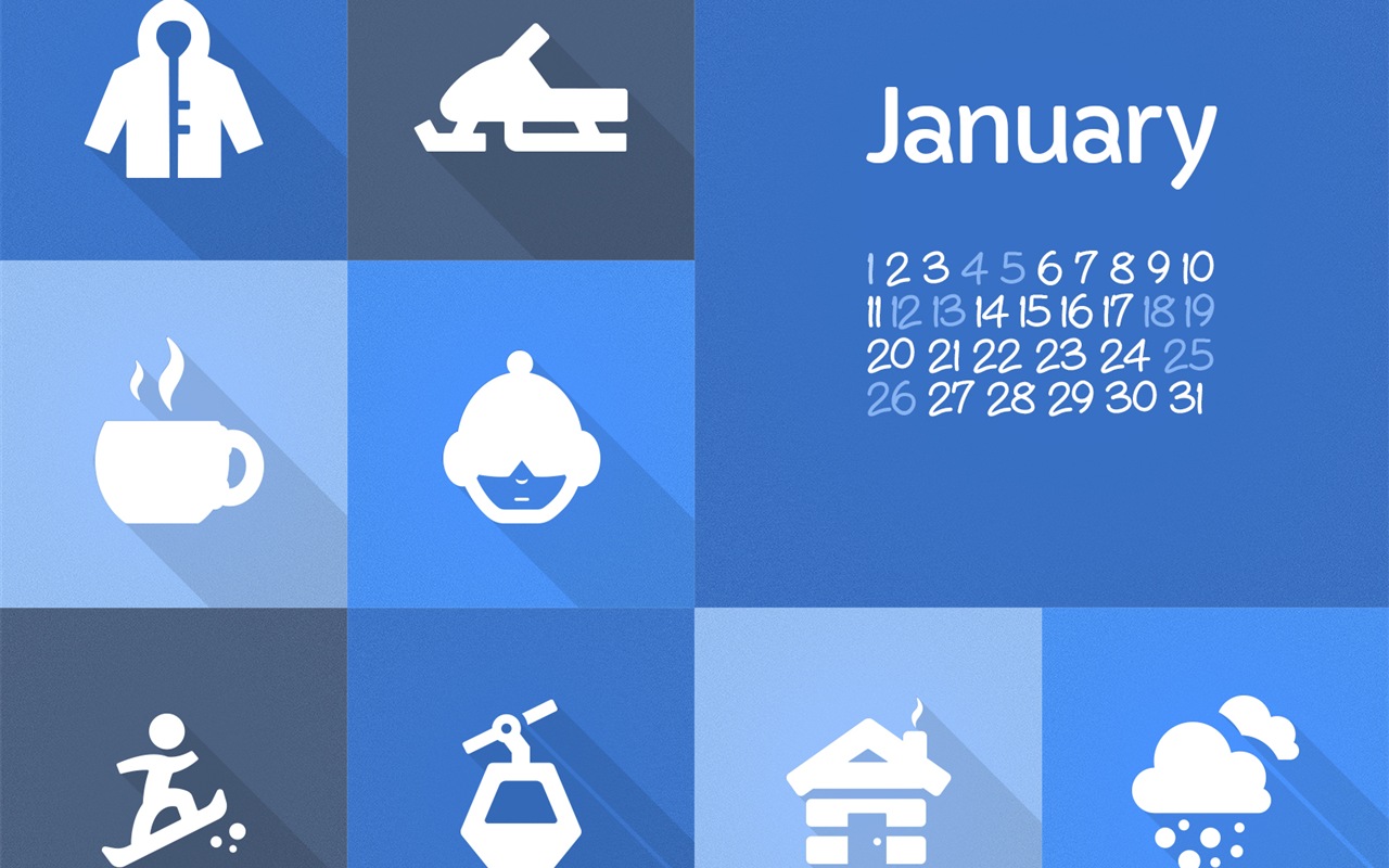2014年1月カレンダー壁紙（2） #13 - 1280x800