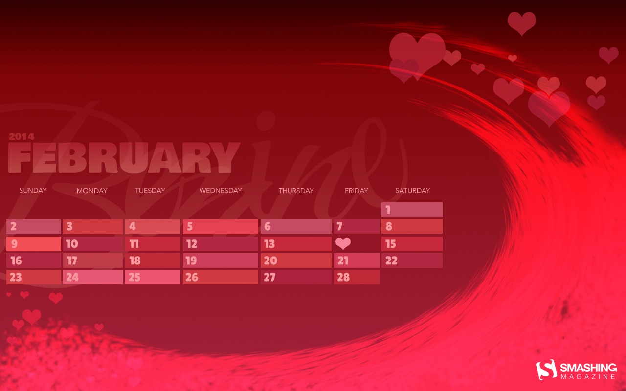Février 2014 calendriers fond d'écran (1) #9 - 1280x800