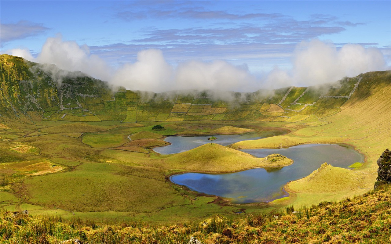 Volcanique paysage de lac fonds d'écran HD #7 - 1280x800