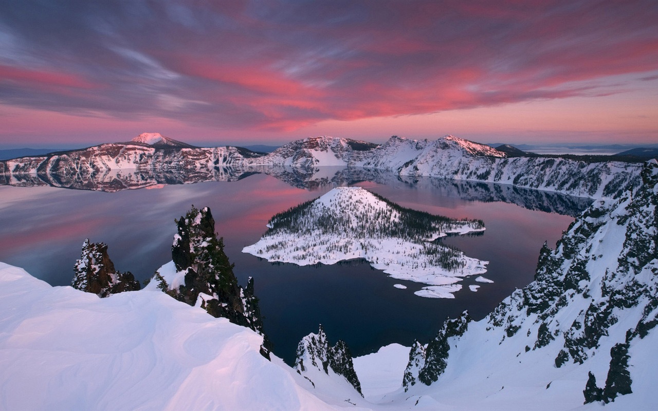 火山湖の風景HDの壁紙 #9 - 1280x800