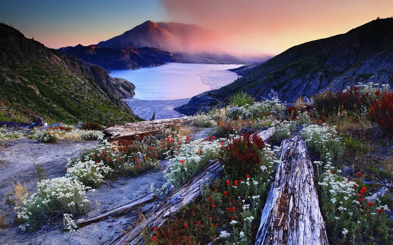 火山湖の風景HDの壁紙 #10 - 1280x800
