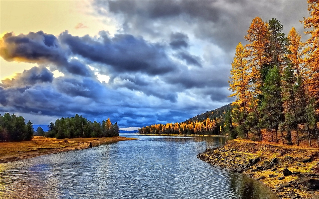 El agua y los árboles en otoño fondos de pantalla HD #14 - 1280x800