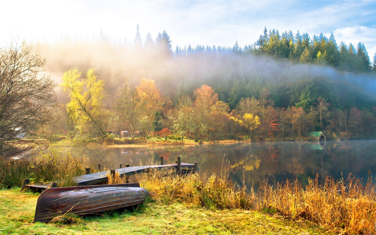 Foggy podzimní listí a stromy HD Tapety na plochu #14 - 1280x800