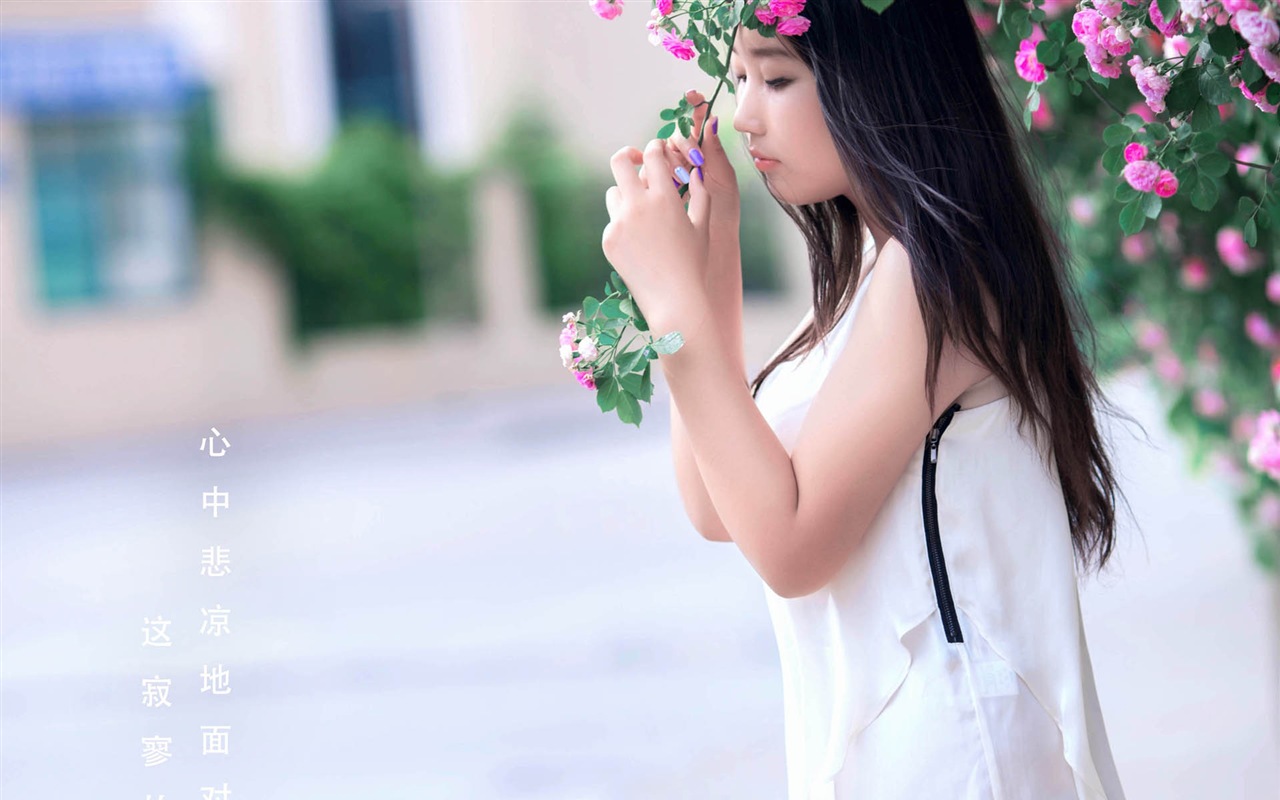 Krásná dívka s růží květ HD tapety #6 - 1280x800