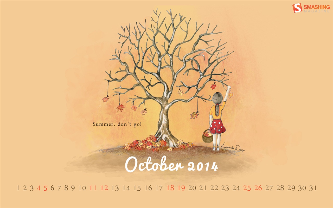 October 2014 Calendar wallpaper (2) #16 - 1280x800