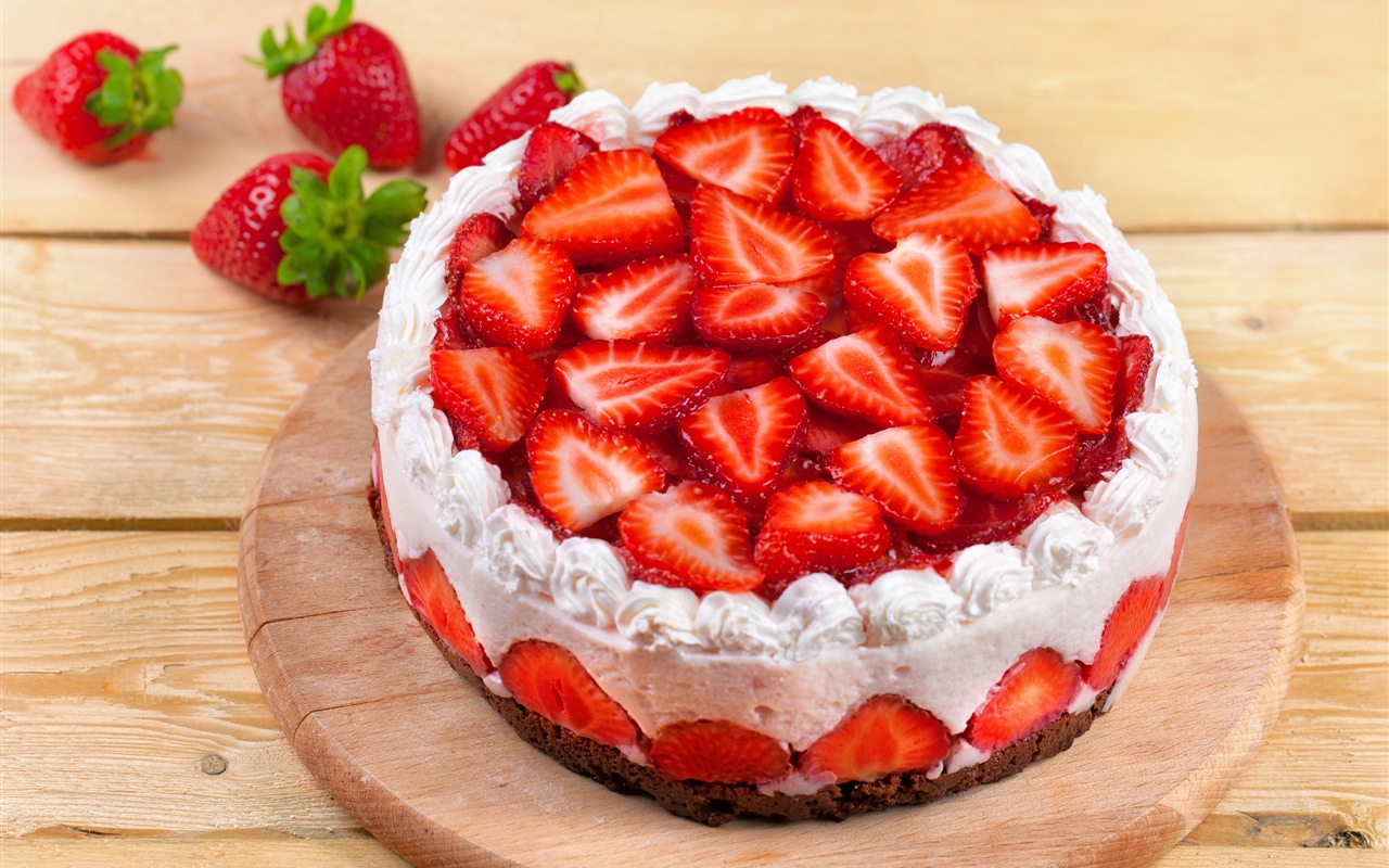 Délicieux gâteau fraises fonds d'écran HD #1 - 1280x800