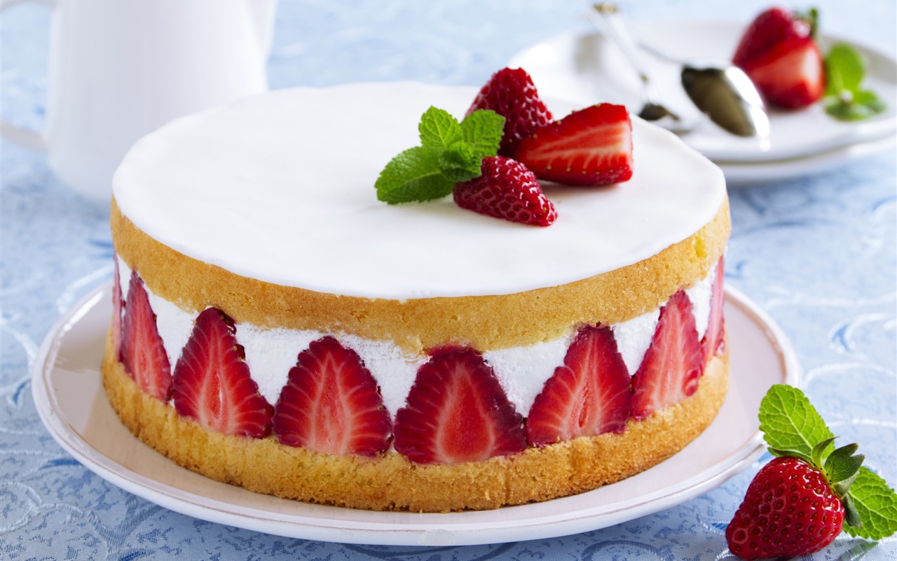 Délicieux gâteau fraises fonds d'écran HD #2 - 1280x800