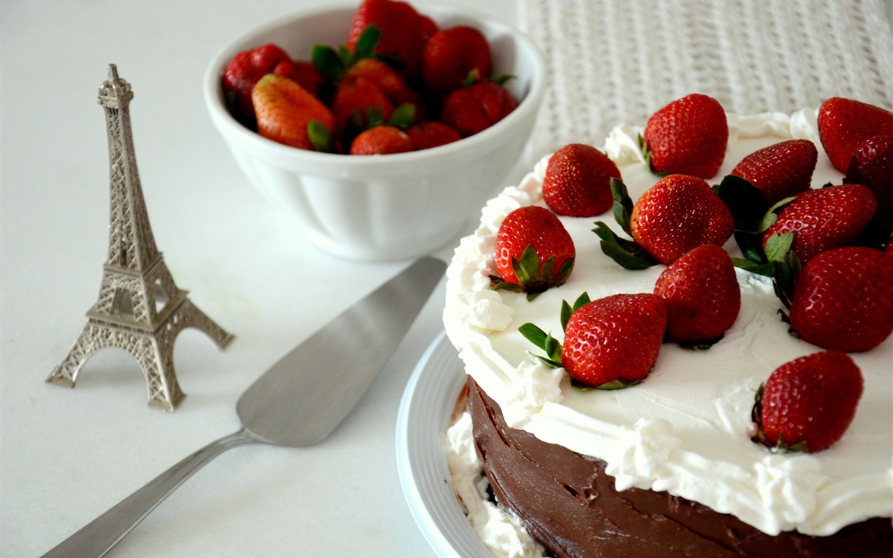 Délicieux gâteau fraises fonds d'écran HD #6 - 1280x800
