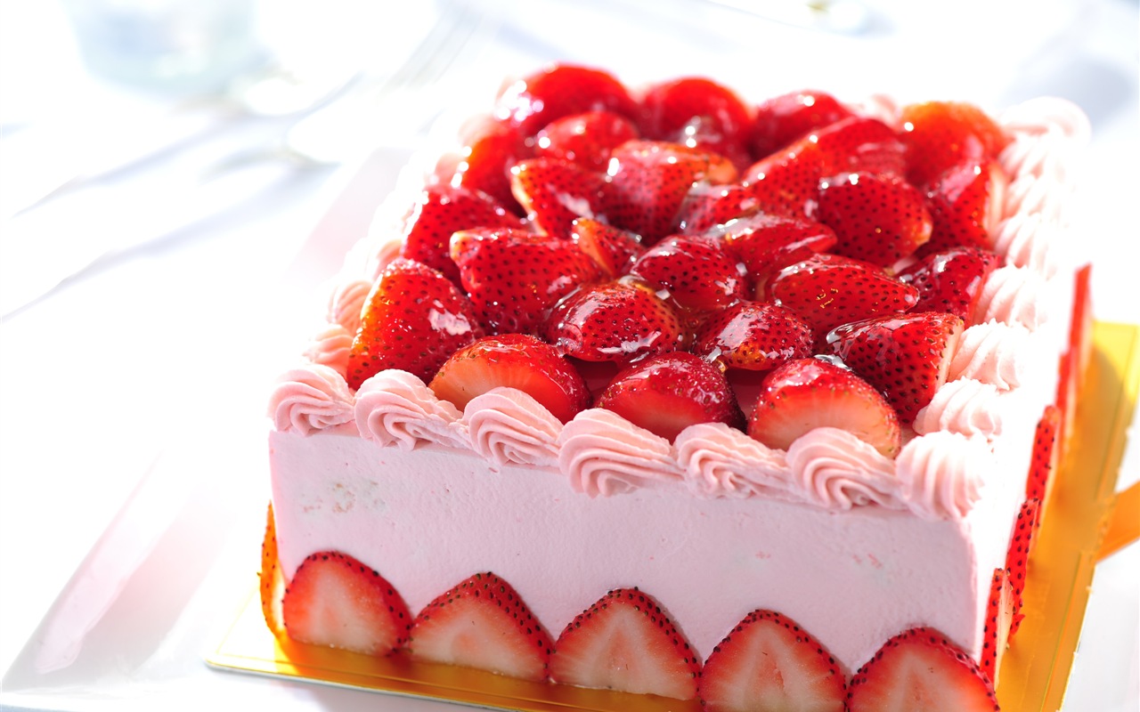 Délicieux gâteau fraises fonds d'écran HD #7 - 1280x800