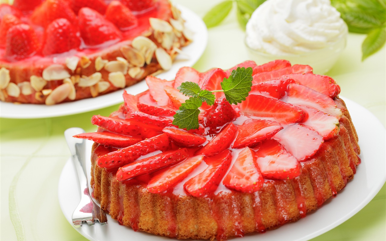 Délicieux gâteau fraises fonds d'écran HD #12 - 1280x800