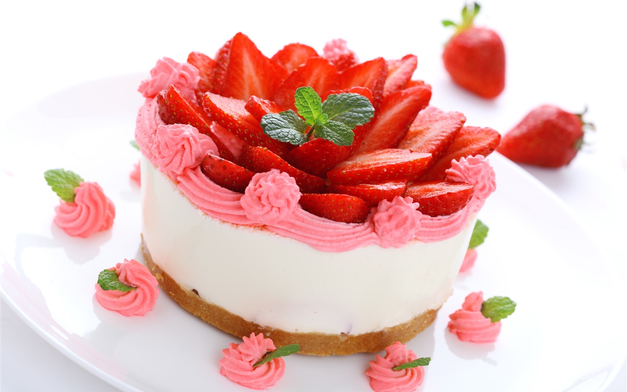 Délicieux gâteau fraises fonds d'écran HD #14 - 1280x800