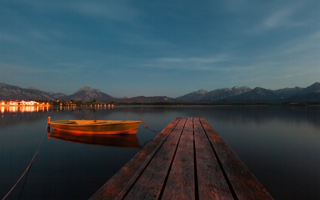Lake a Boardwalk výhled soumraku HD tapety na plochu #5 - 1280x800