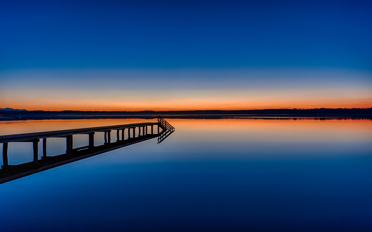 Lake a Boardwalk výhled soumraku HD tapety na plochu #12 - 1280x800