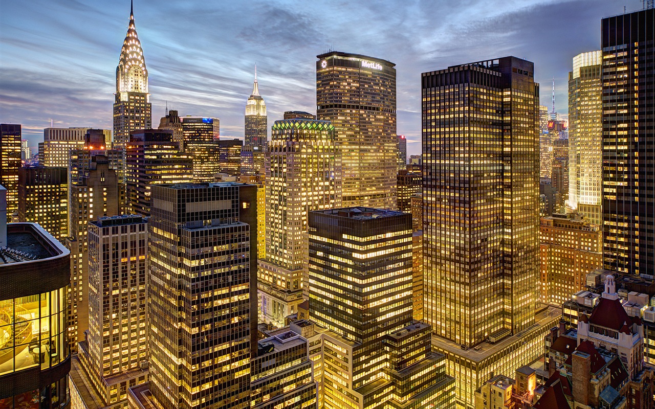 Эмпайр Стейт Билдинг в Нью-Йорке, городские ночь HD обои #5 - 1280x800