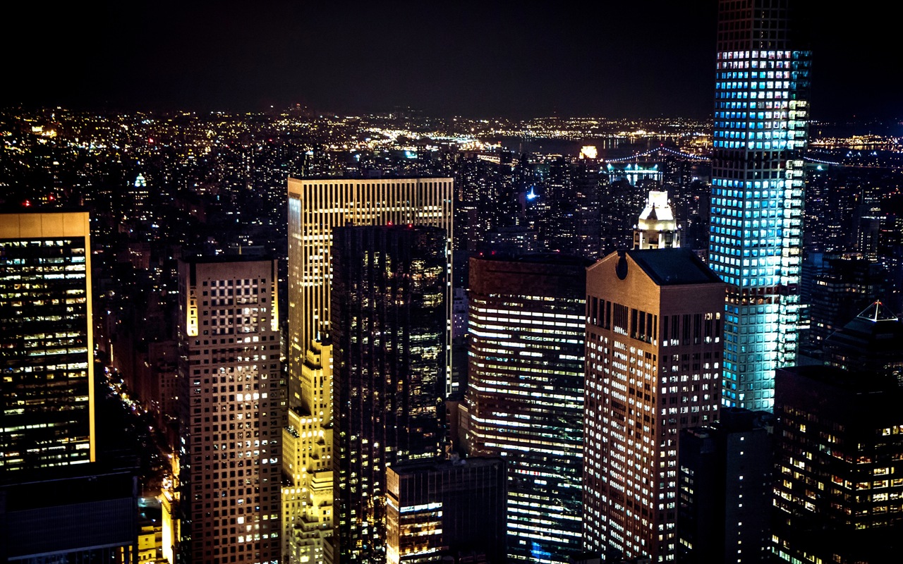 Empire State Building in New York, city night HD wallpapers #9 - 1280x800