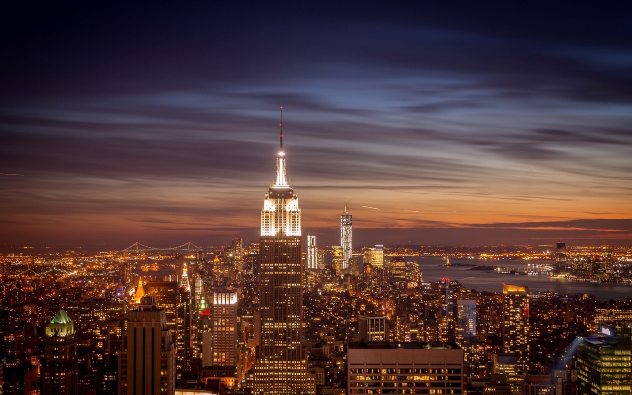 Empire State Building in New York, city night HD wallpapers #13 - 1280x800