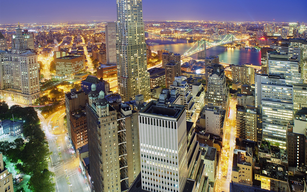 Эмпайр Стейт Билдинг в Нью-Йорке, городские ночь HD обои #16 - 1280x800