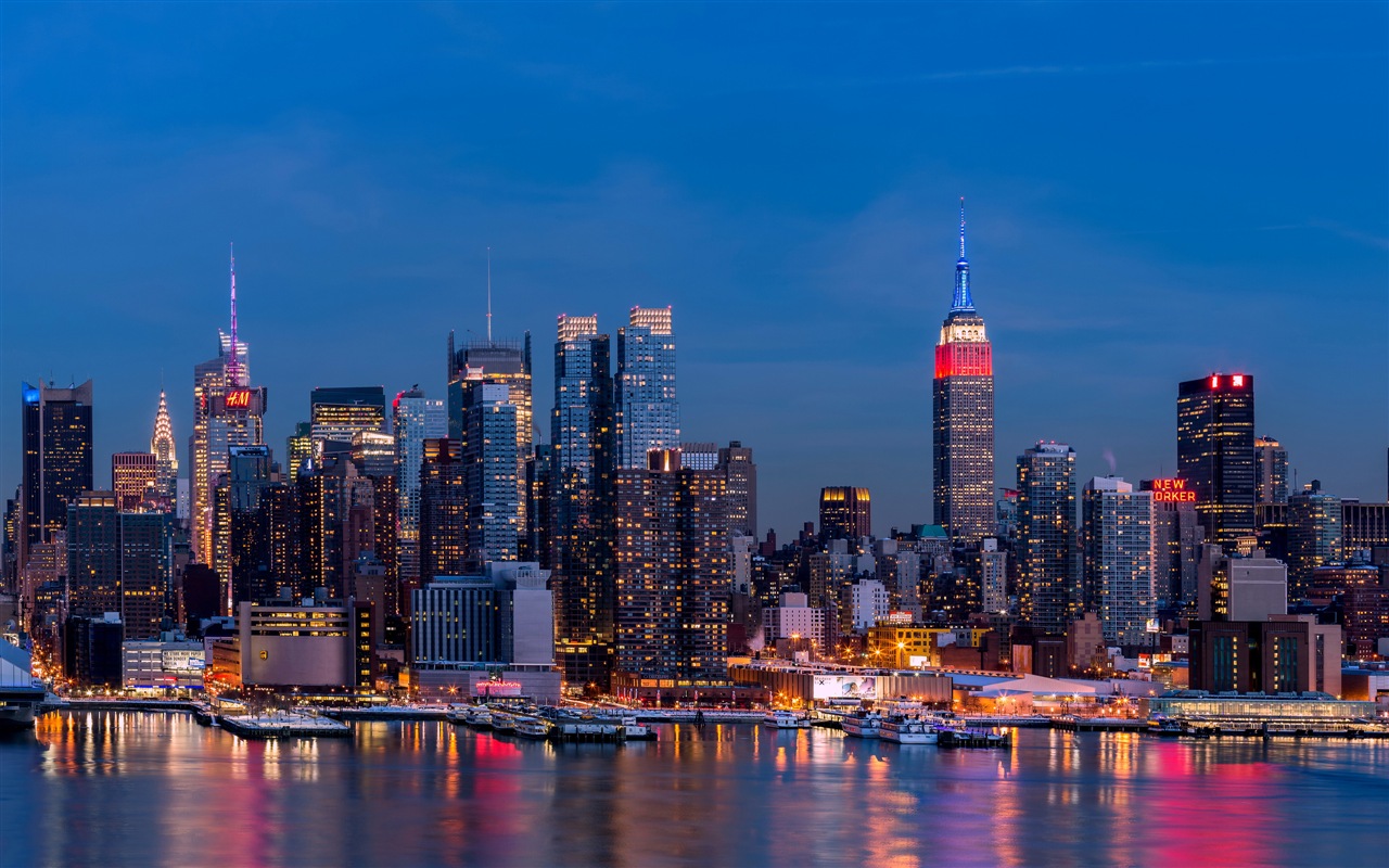 Empire State Building in New York, city night HD wallpapers #20 - 1280x800