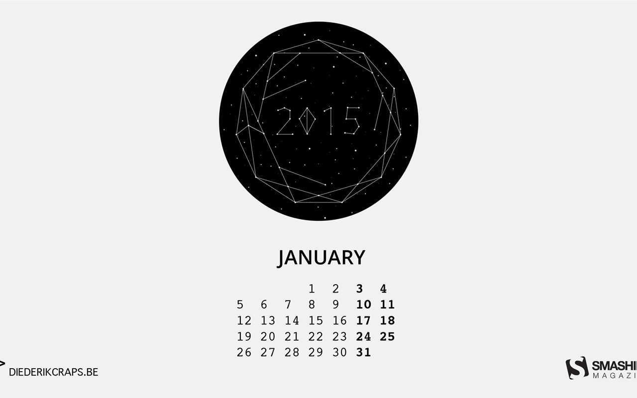 2015年1月カレンダー壁紙（2） #3 - 1280x800