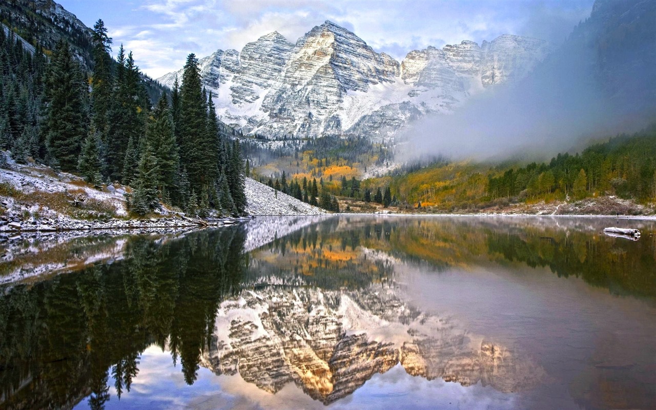 Nubes Montañas de agua naturales de belleza fondos de pantalla paisaje HD #16 - 1280x800