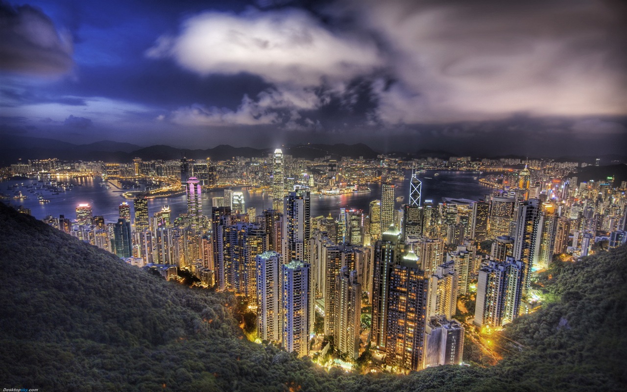 Городской пейзаж красивые обои HD Гонконга #19 - 1280x800