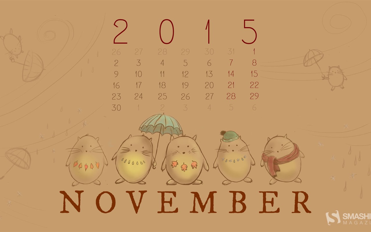 2015年11月カレンダー壁紙（2） #17 - 1280x800