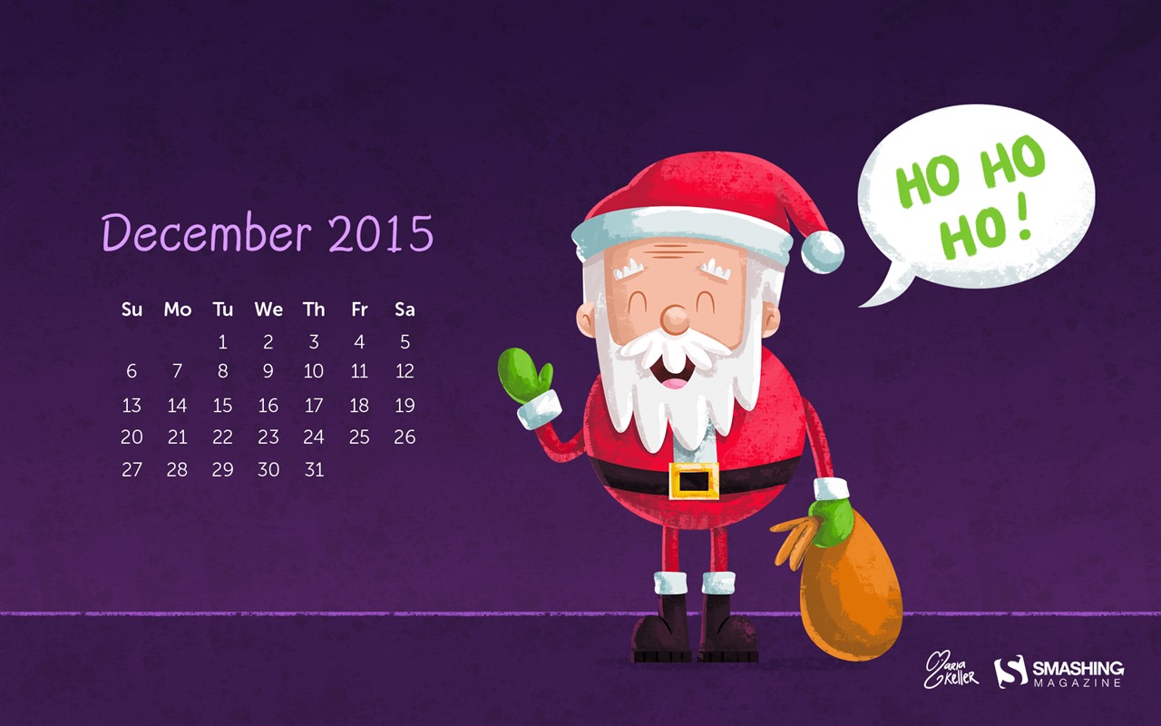 December 2015 Calendar wallpaper (2) #2 - 1280x800