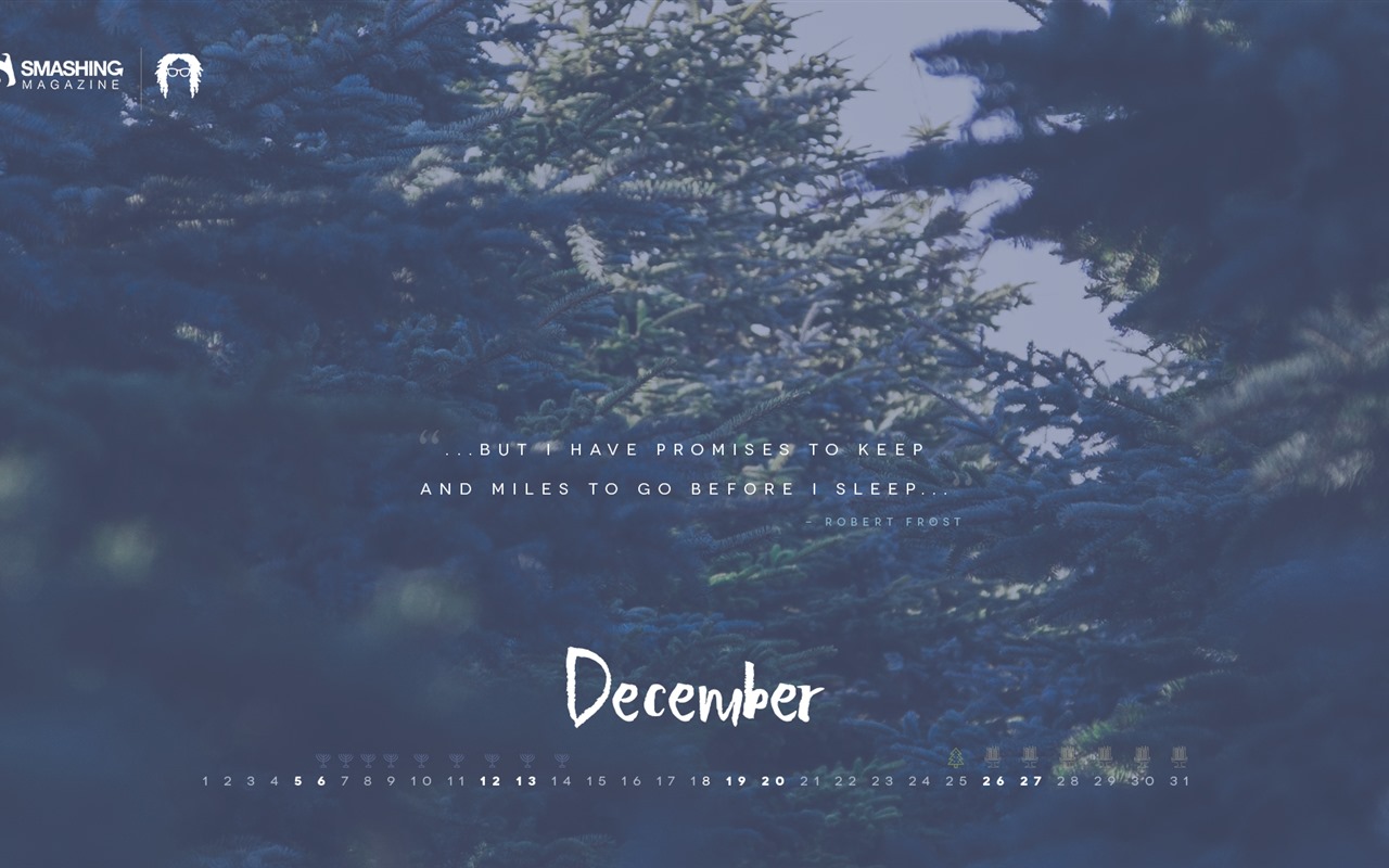 Décembre 2015 Calendrier fond d'écran (2) #12 - 1280x800