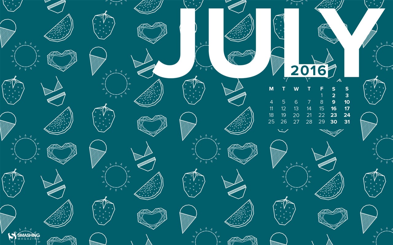 Julio 2016 fondo de pantalla de calendario (2) #7 - 1280x800