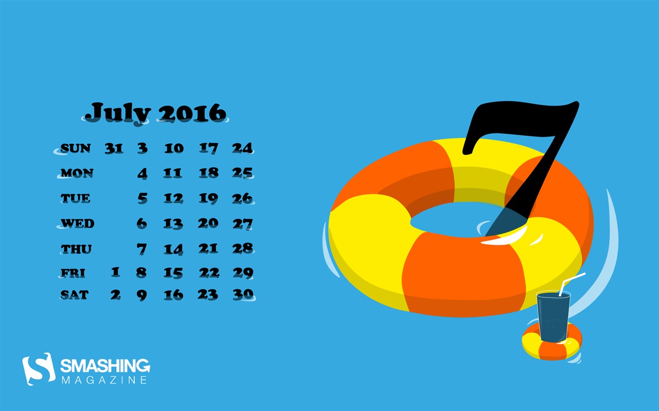 Julio 2016 fondo de pantalla de calendario (2) #8 - 1280x800
