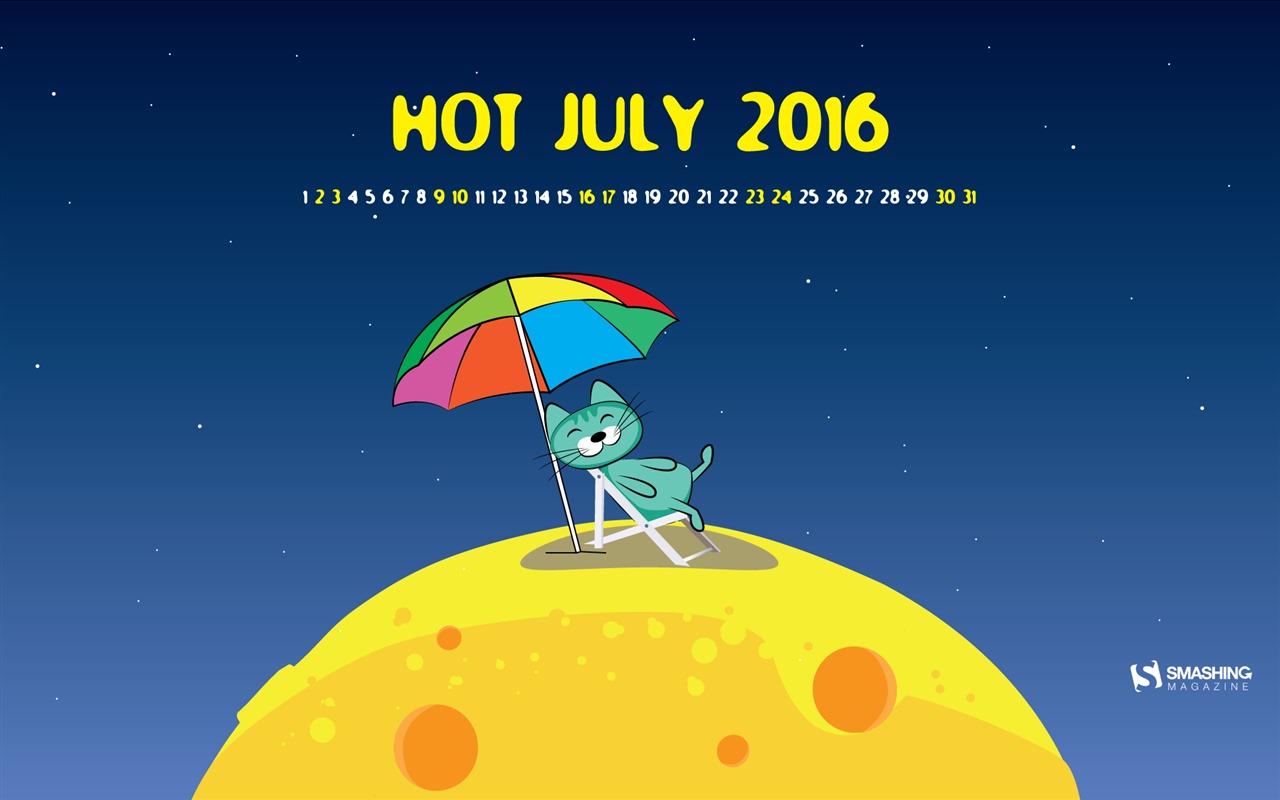 Julio 2016 fondo de pantalla de calendario (2) #19 - 1280x800