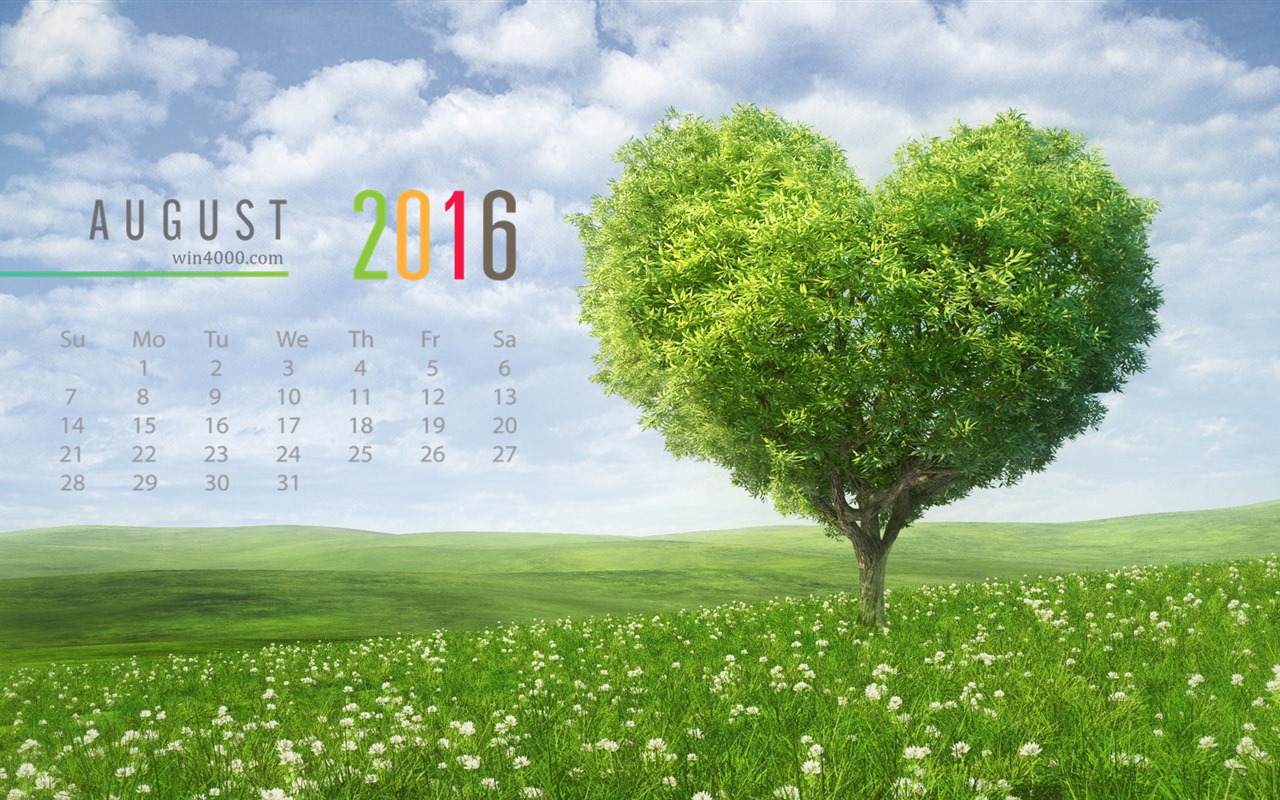 De agosto de el año 2016 fondo de pantalla de calendario (1) #3 - 1280x800