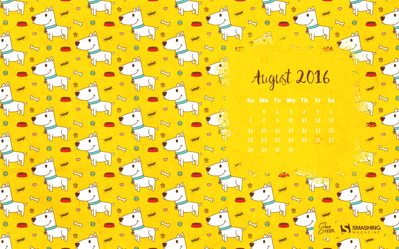 De agosto de el año 2016 fondo de pantalla de calendario (2) #9 - 1280x800
