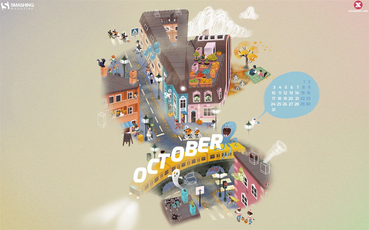Oktober 2016 Kalender Wallpaper (2) #16 - 1280x800