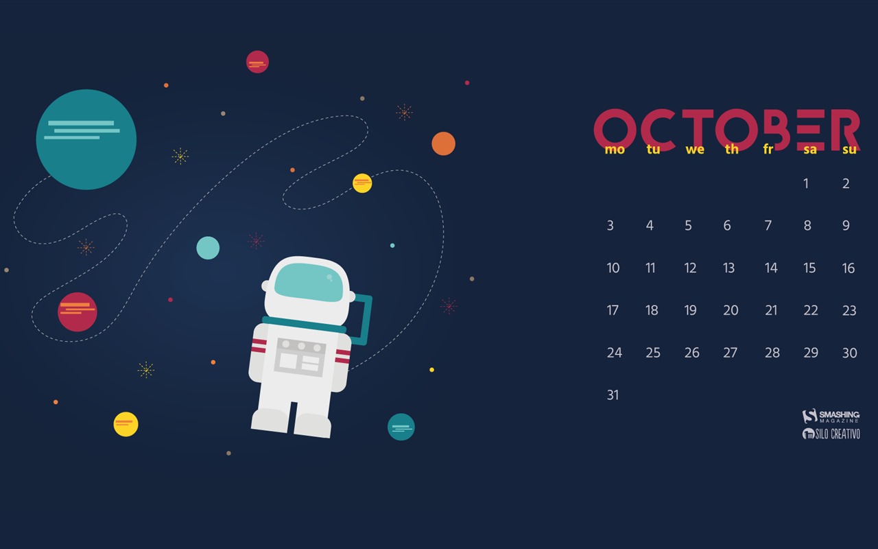 De octubre de el año 2016 fondo de pantalla de calendario (2) #18 - 1280x800