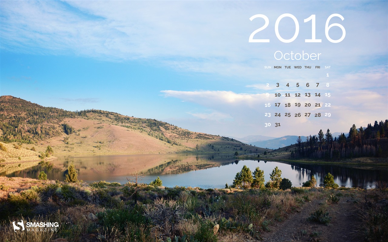 De octubre de el año 2016 fondo de pantalla de calendario (2) #20 - 1280x800