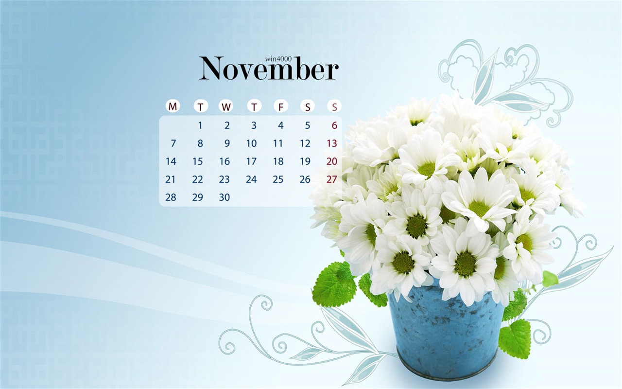Fondo de escritorio del calendario de noviembre de 2016 (1) #7 - 1280x800