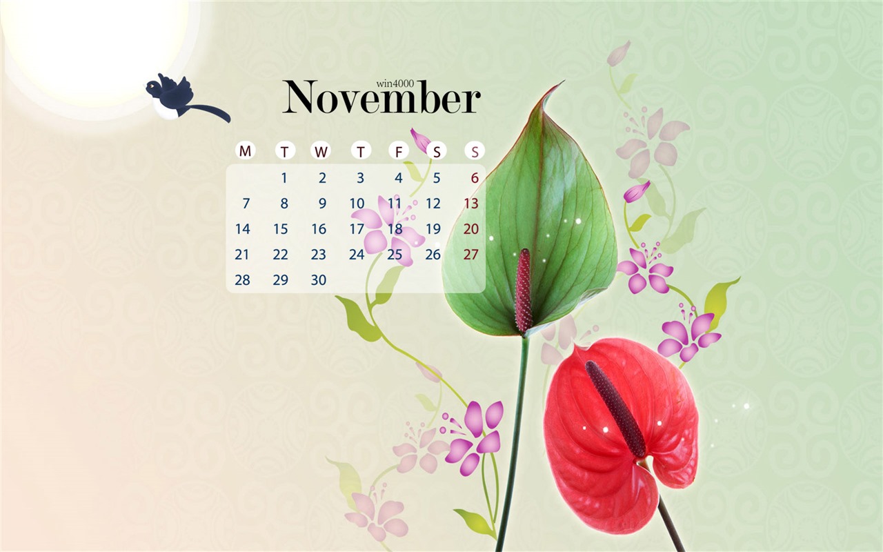 Ноябрь 2016 обои календарь (1) #8 - 1280x800