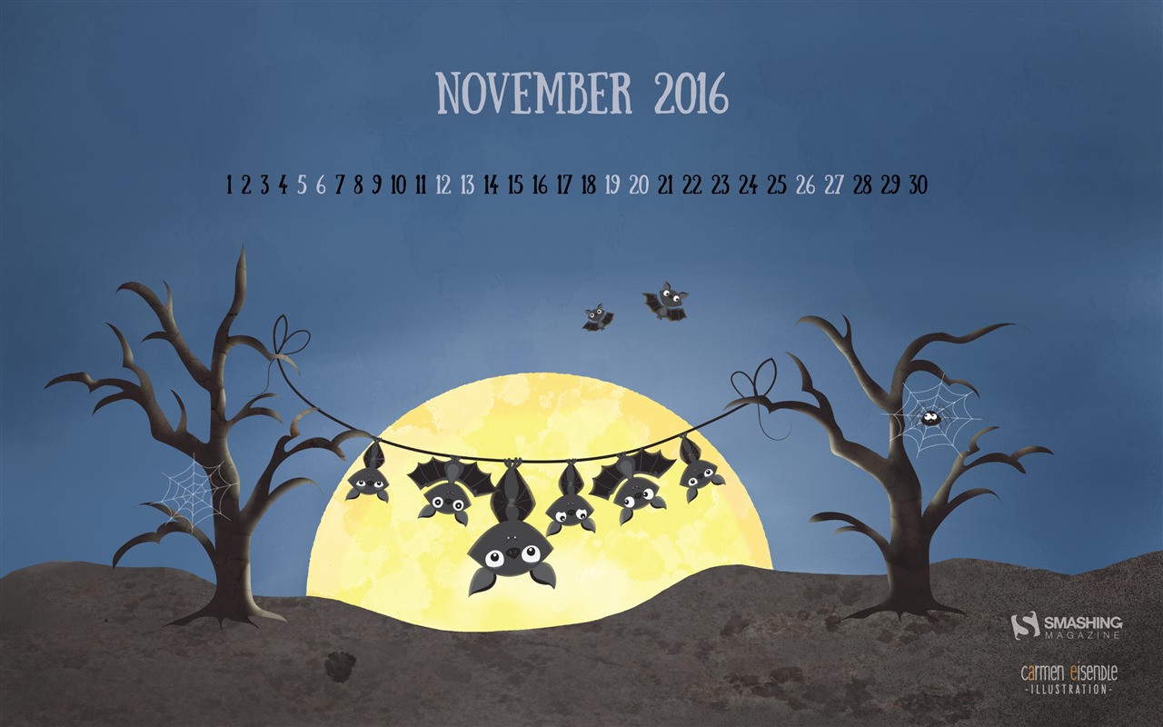 Fondo de escritorio del calendario de noviembre de 2016 (2) #15 - 1280x800