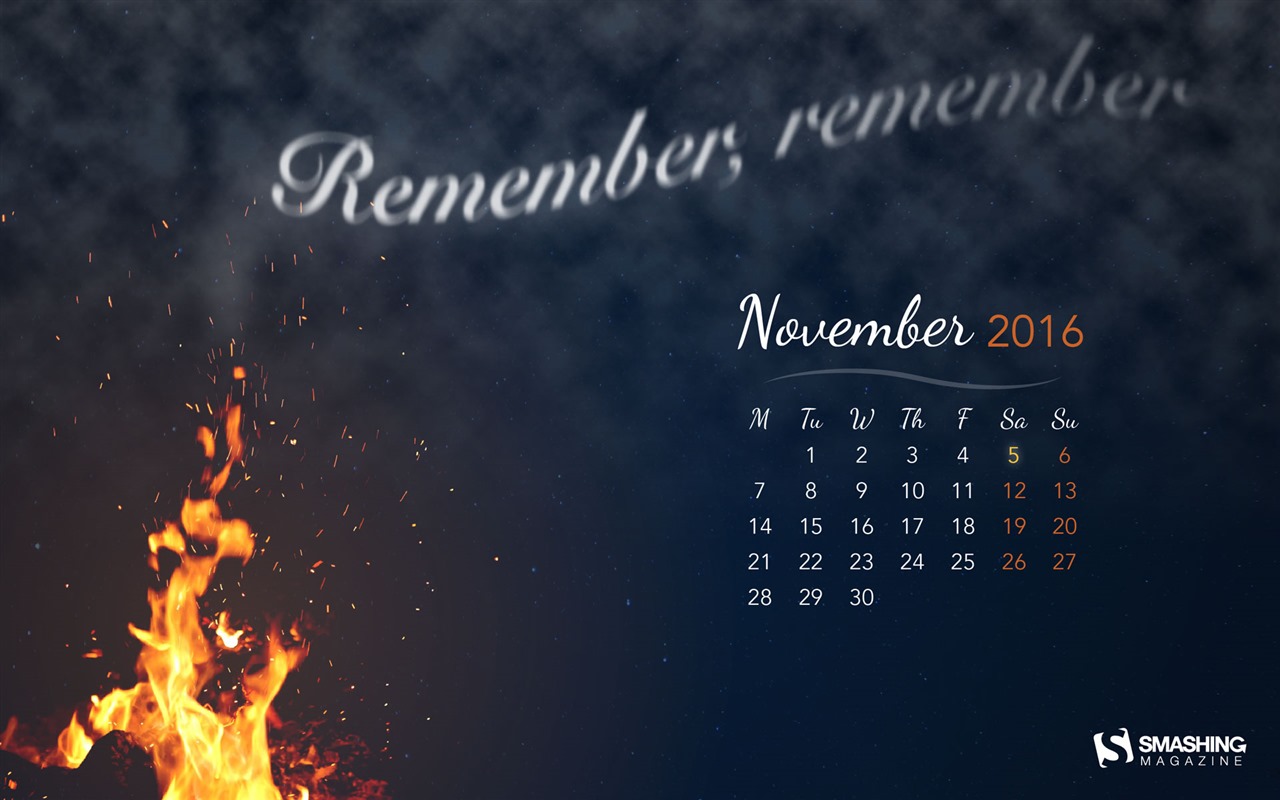 Fondo de escritorio del calendario de noviembre de 2016 (2) #17 - 1280x800
