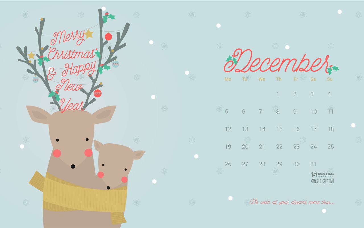 Fondo de escritorio del calendario de la Navidad de diciembre de 2016 (1) #10 - 1280x800