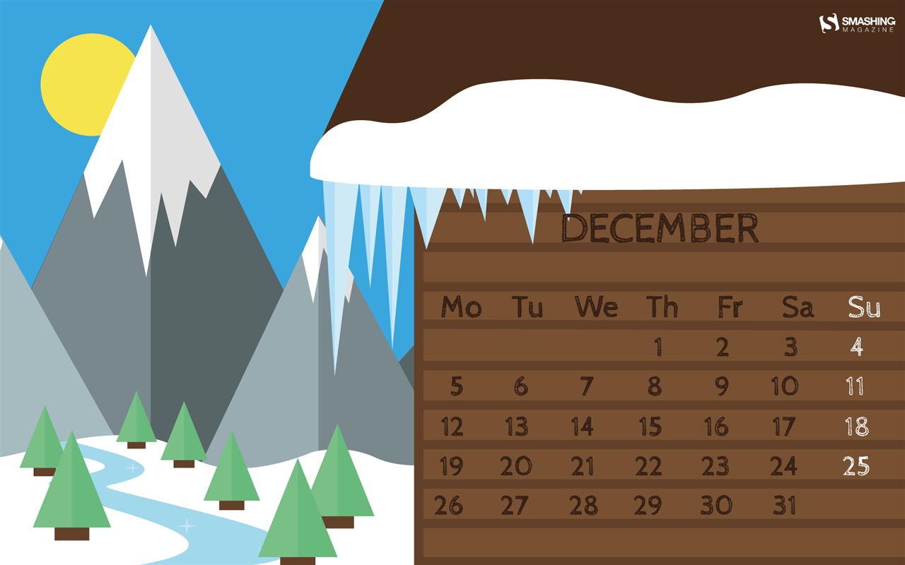 2016年12月クリスマステーマカレンダーの壁紙 (1) #11 - 1280x800