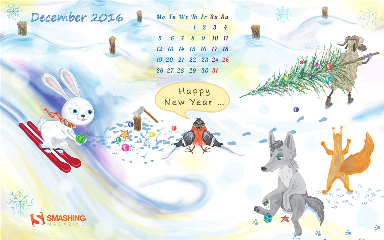 December 2016 Christmas theme calendar wallpaper (1) #27 - 1280x800
