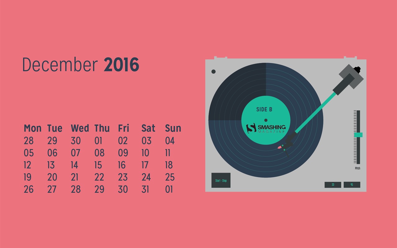 Декабрь 2016 Новогодняя тема обои календарь (1) #29 - 1280x800